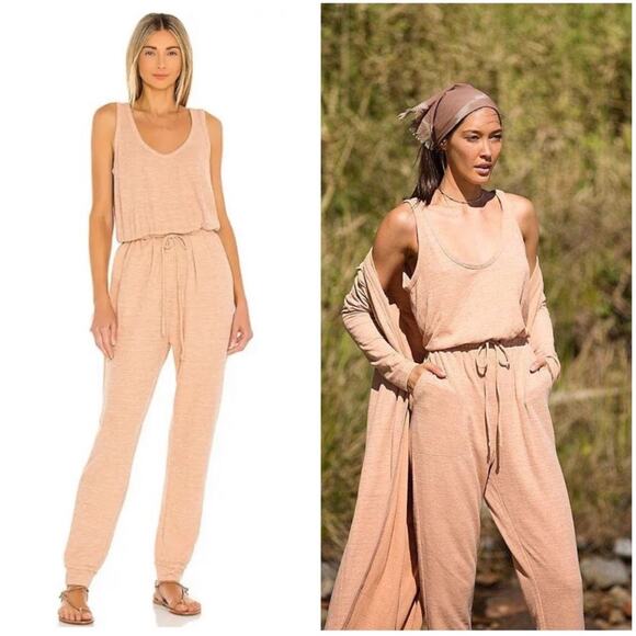 FP BEACH Pants - Free People Beach Bicoastal, jumpsuit, Light Pink, Size Large, 1187L